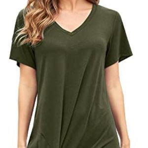 ANRILITA Women's Short Sleeve Twist Knot T Shirt Dress